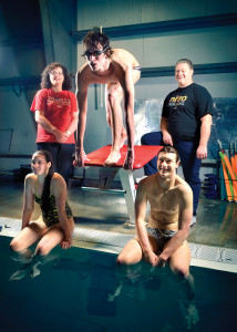 The Hemstreet family (clockwise from bottom left): Karli, Kathy, Greg, Nic, and Will Licon (on starting block). photo by Flashbax23