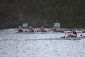 Houtz rowing with teammates on Lady Bird Lake