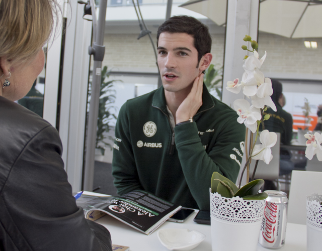 Alexander Rossi's interview with AFM editor, Leah Fisher Nyfeler. (photo by Weston Carls)