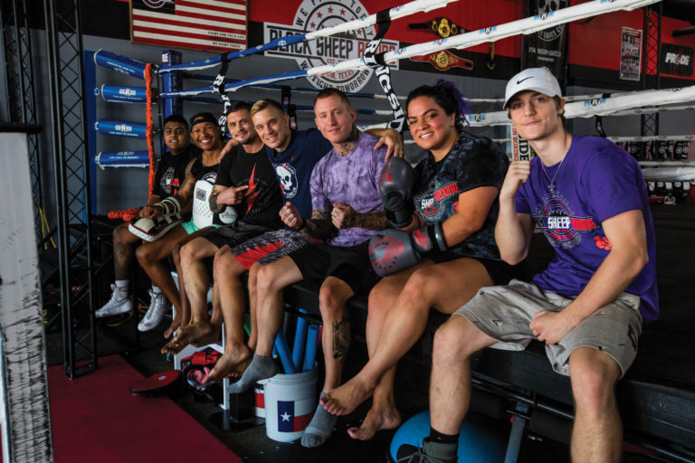 A group photo of people at Black Sheep Boxing.