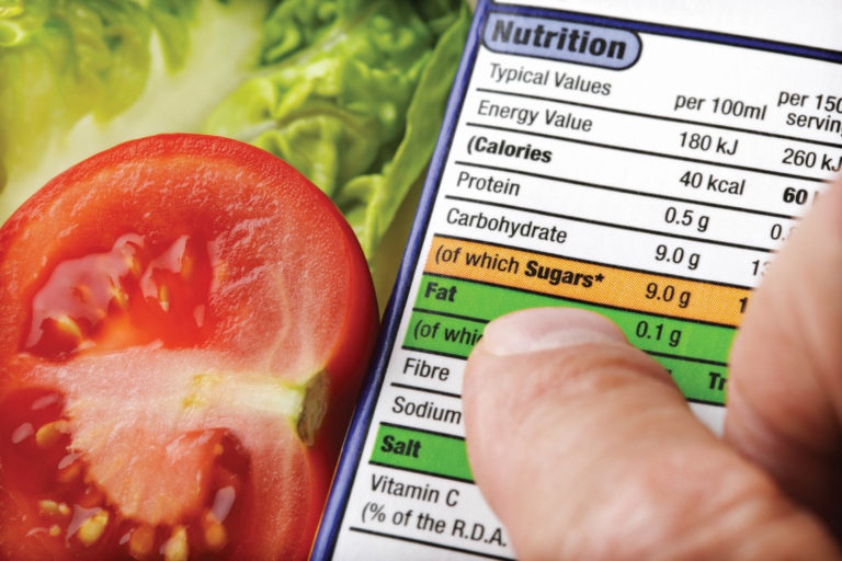 A close up of a nutrition lable.
