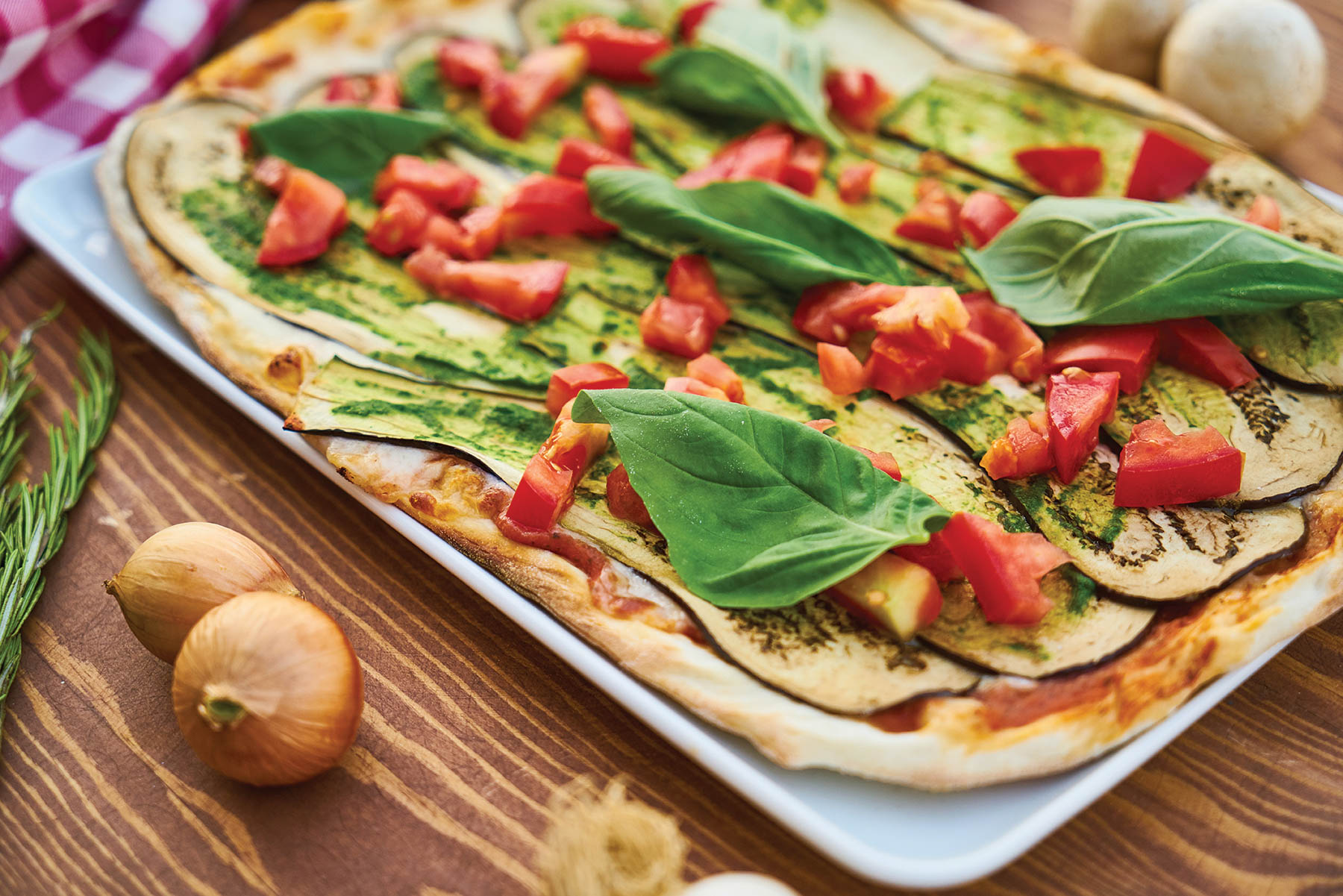 Gluten-free veggie pizza.