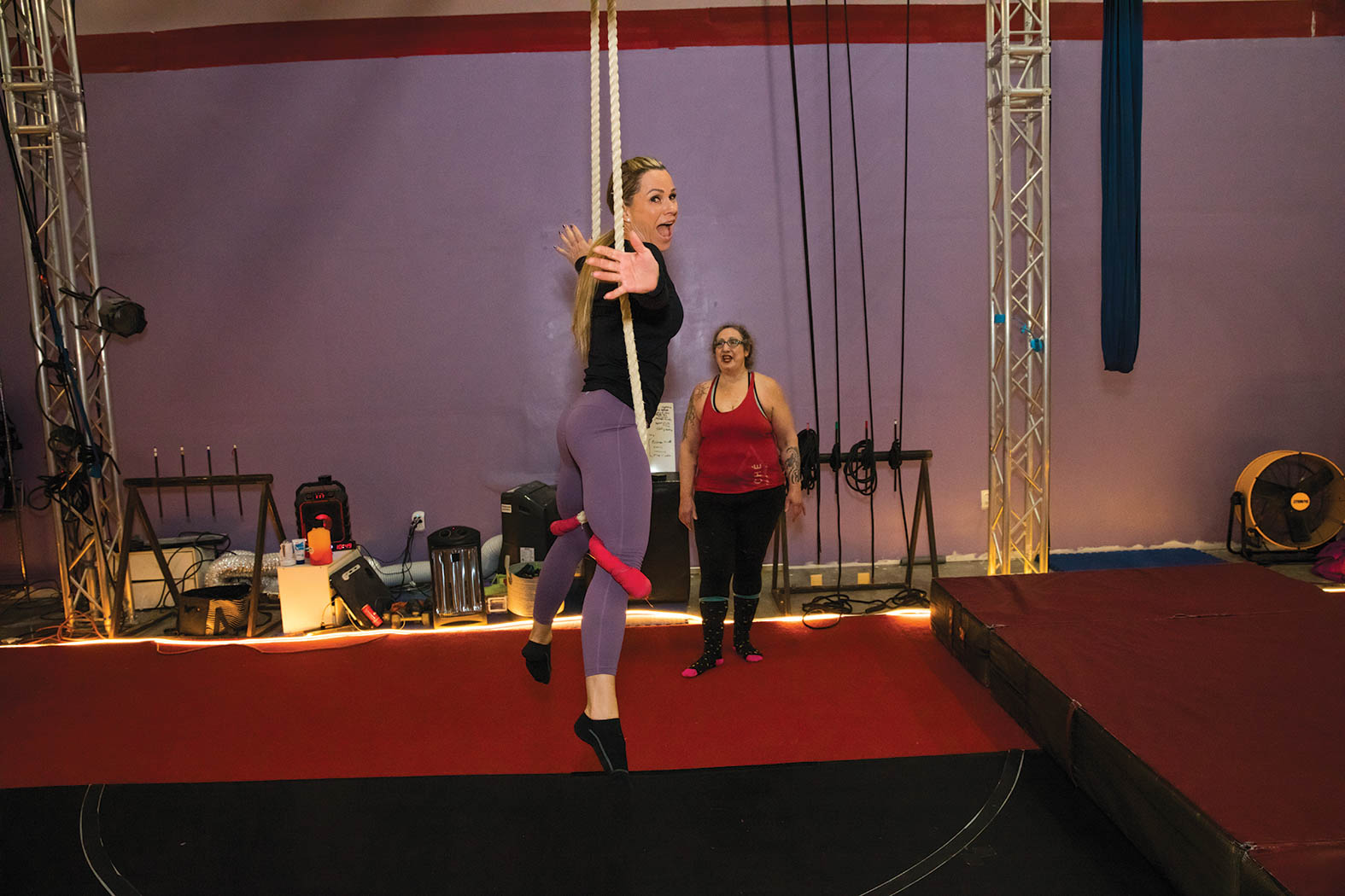 Monica on trapeze.