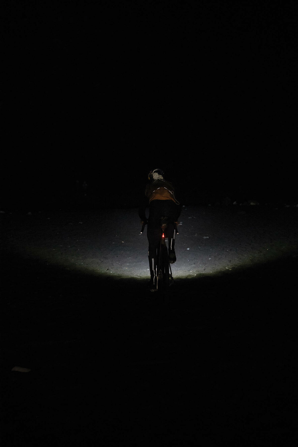 Payson biking in the dark.