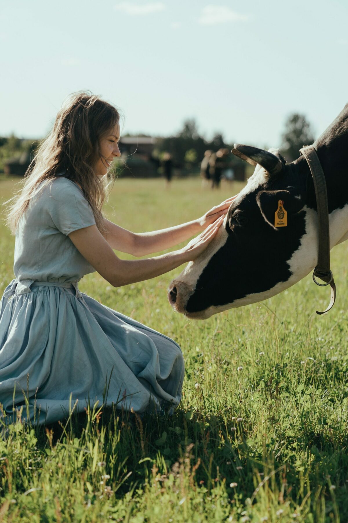 Girl with cow.