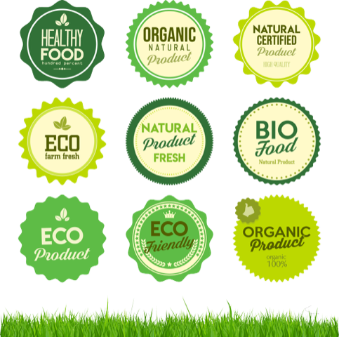 Graphics of organic product logos.