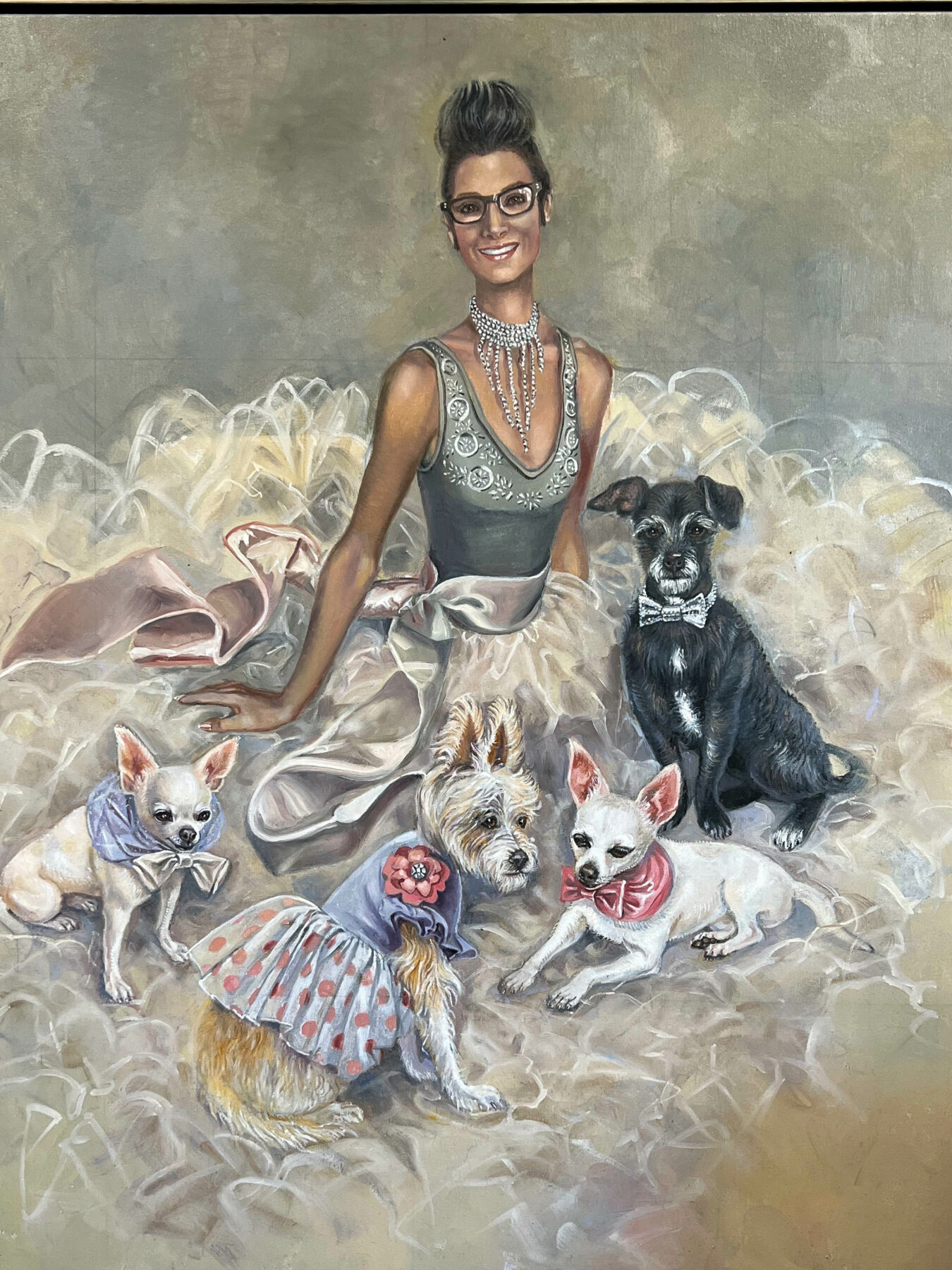 Painting of Jody and dogs.